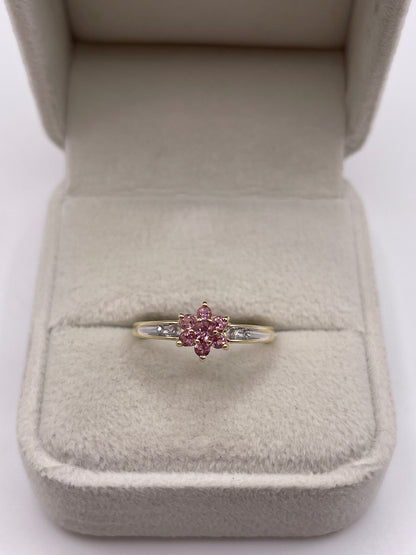 9ct gold tourmaline and diamond ring