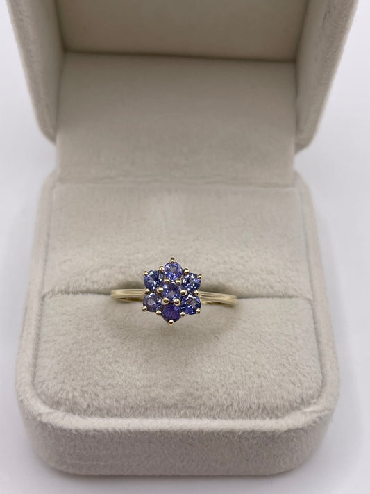 9ct gold tanzanite cluster ring