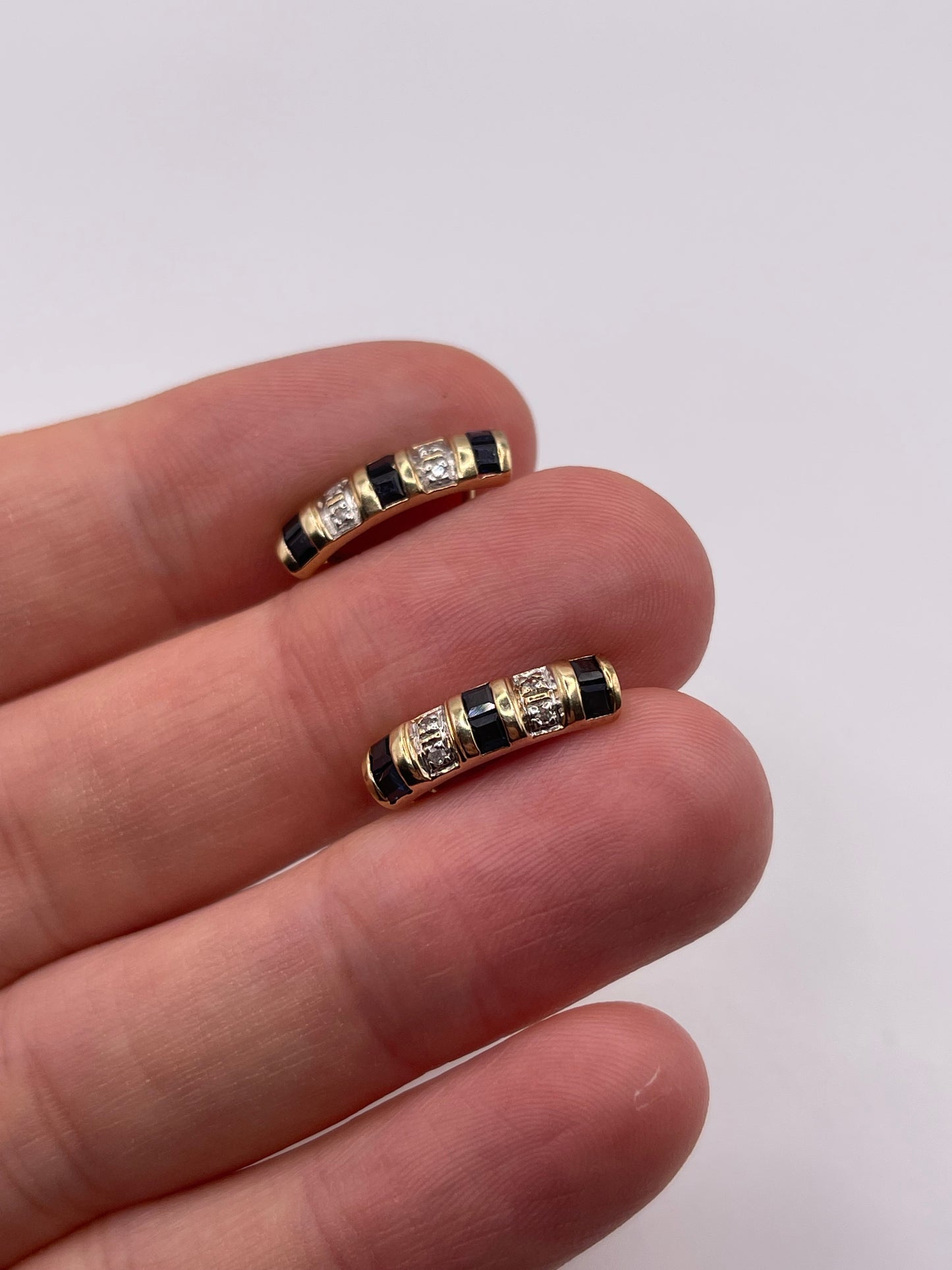 9ct gold sapphire and diamond earrings