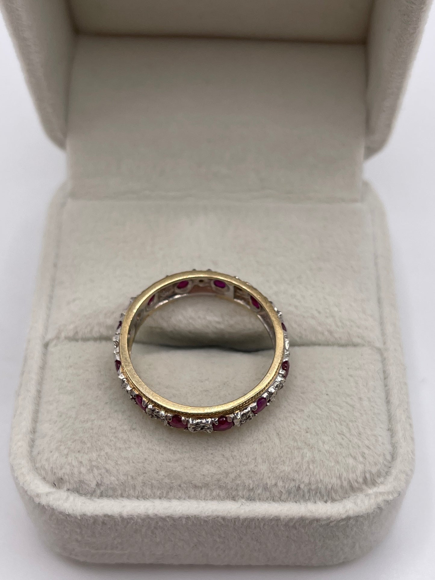 9ct gold ruby and diamond eternity ring