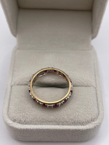 9ct gold ruby and diamond eternity ring