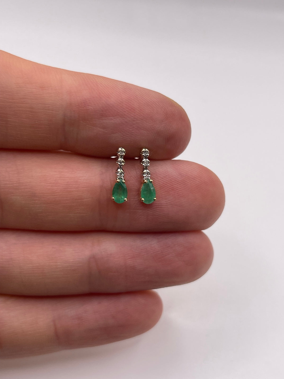 9ct gold emerald and diamond earrings