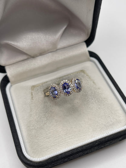 9ct gold tanzanite and zircon ring