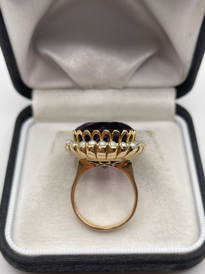 9ct gold amethyst and pearl ring