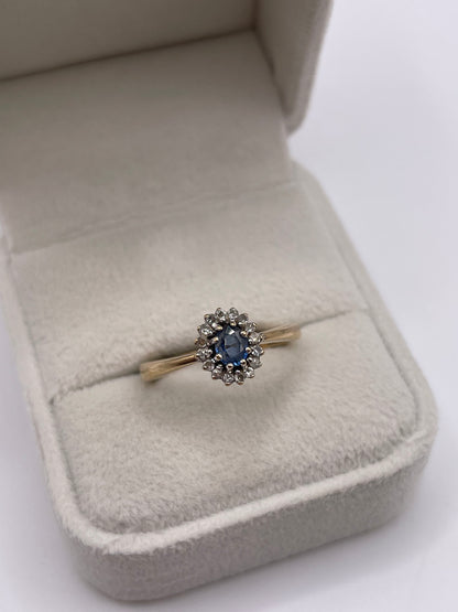 9ct gold sapphire and diamond ring