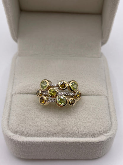 9ct gold sphene and zircon ring