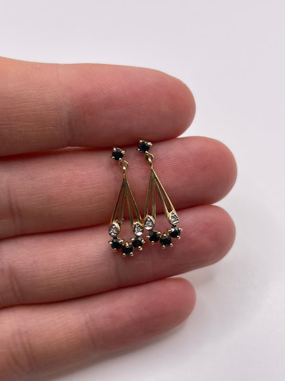 9ct gold sapphire and diamond earrings