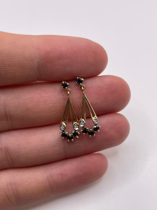 9ct gold sapphire and diamond earrings