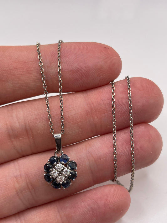 18ct white gold sapphire and diamond necklace