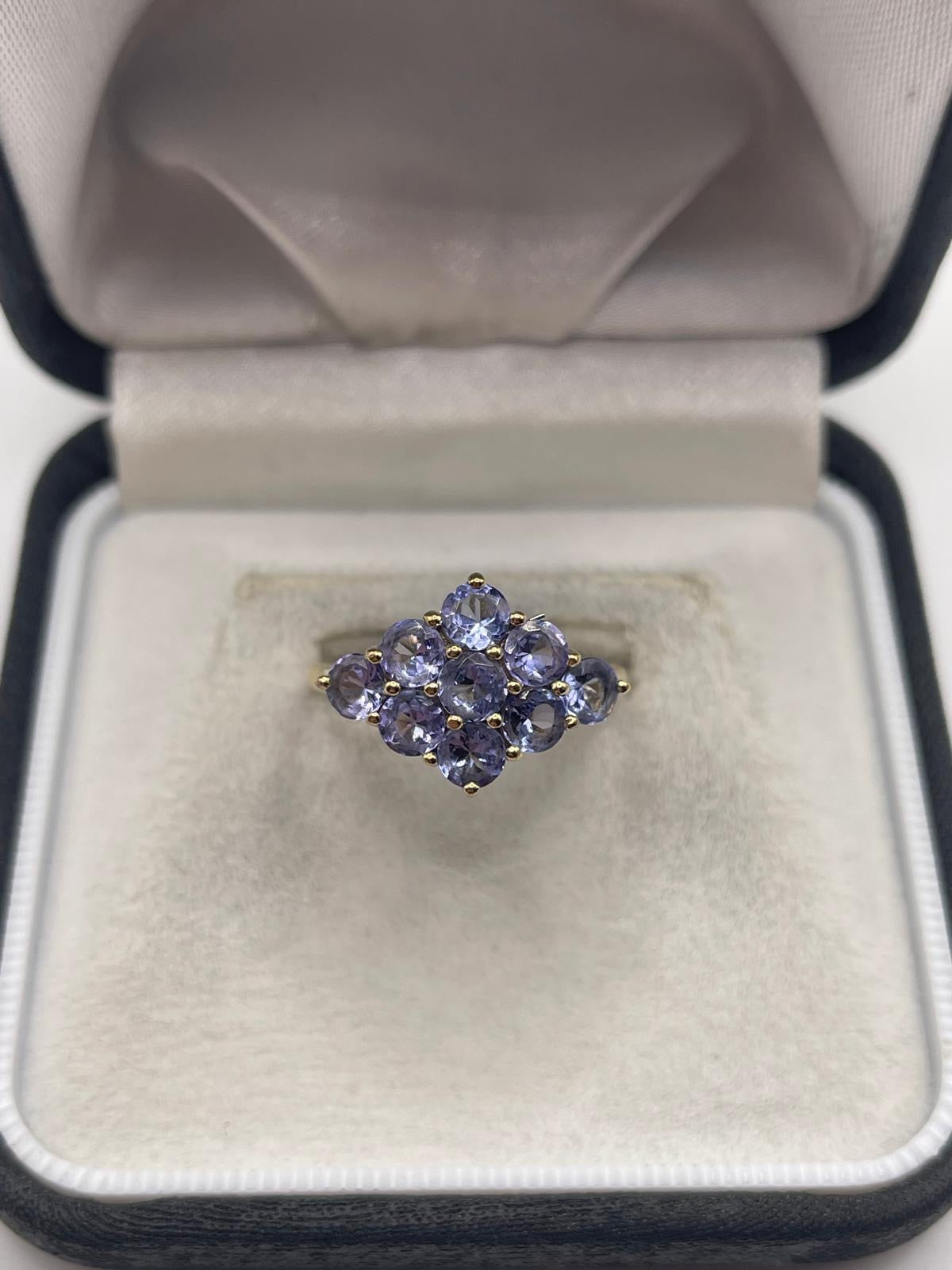 9ct gold tanzanite cluster ring