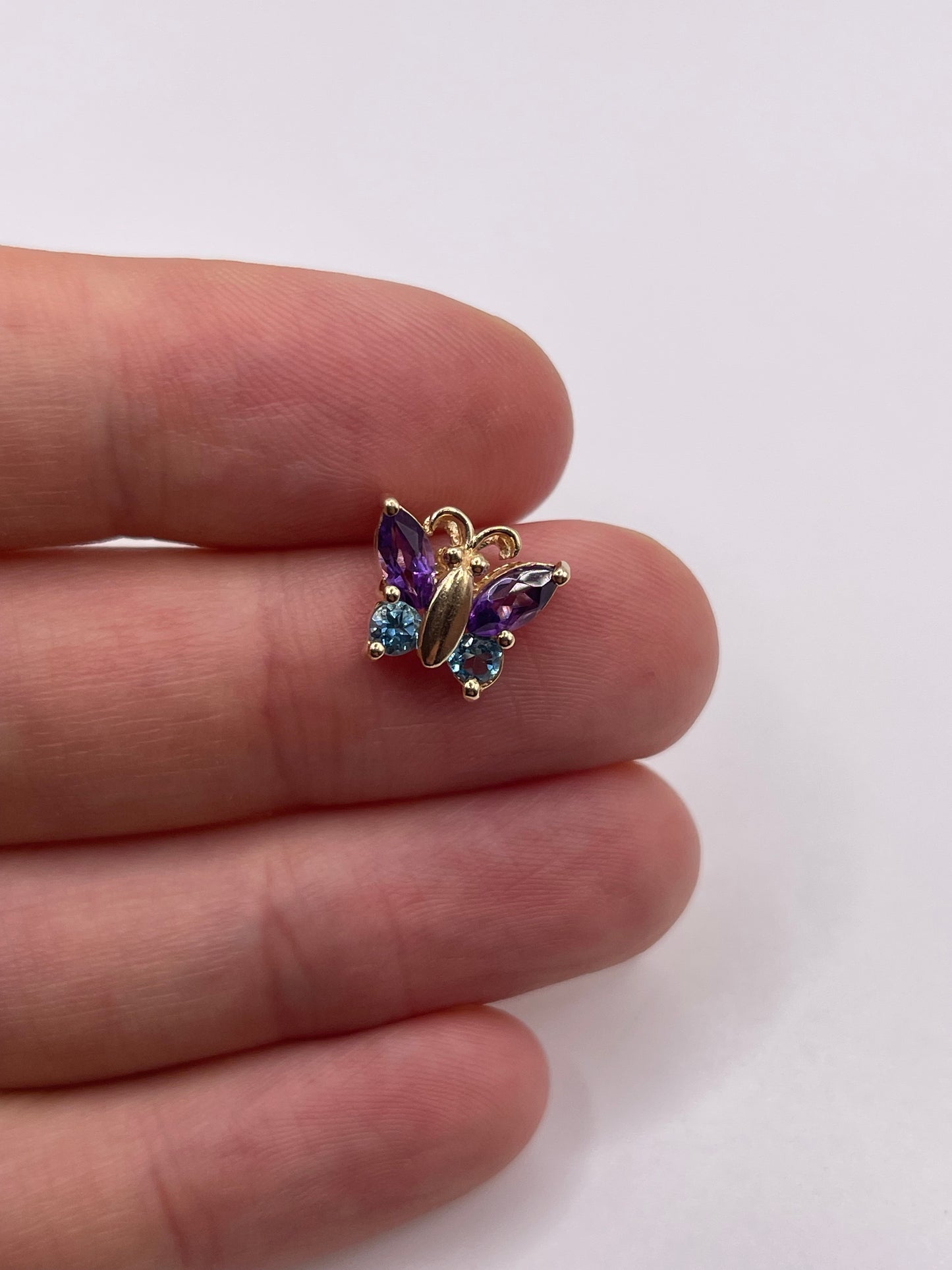 9ct gold amethyst and topaz butterfly pendant