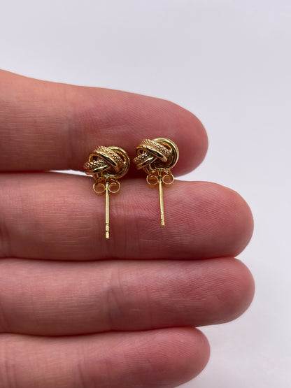 9ct gold frosted knot earrings