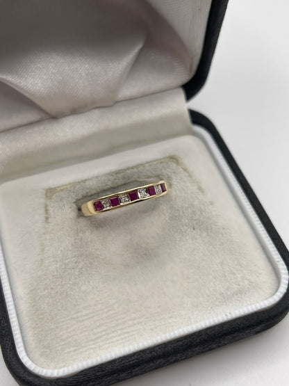 9ct gold ruby and diamond ring