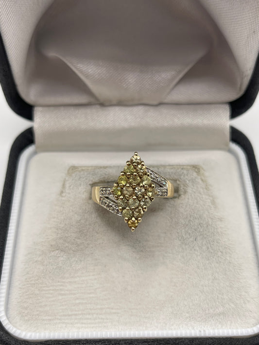 9ct gold quartz and diamond ring