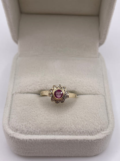 9ct gold ruby and diamond ring