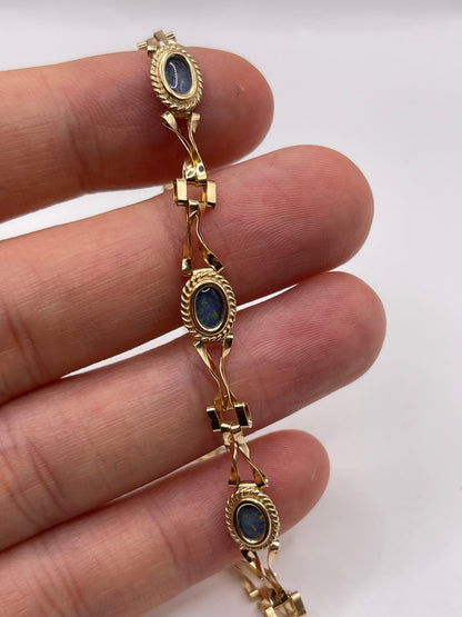 9ct gold black opal triplet bracelet