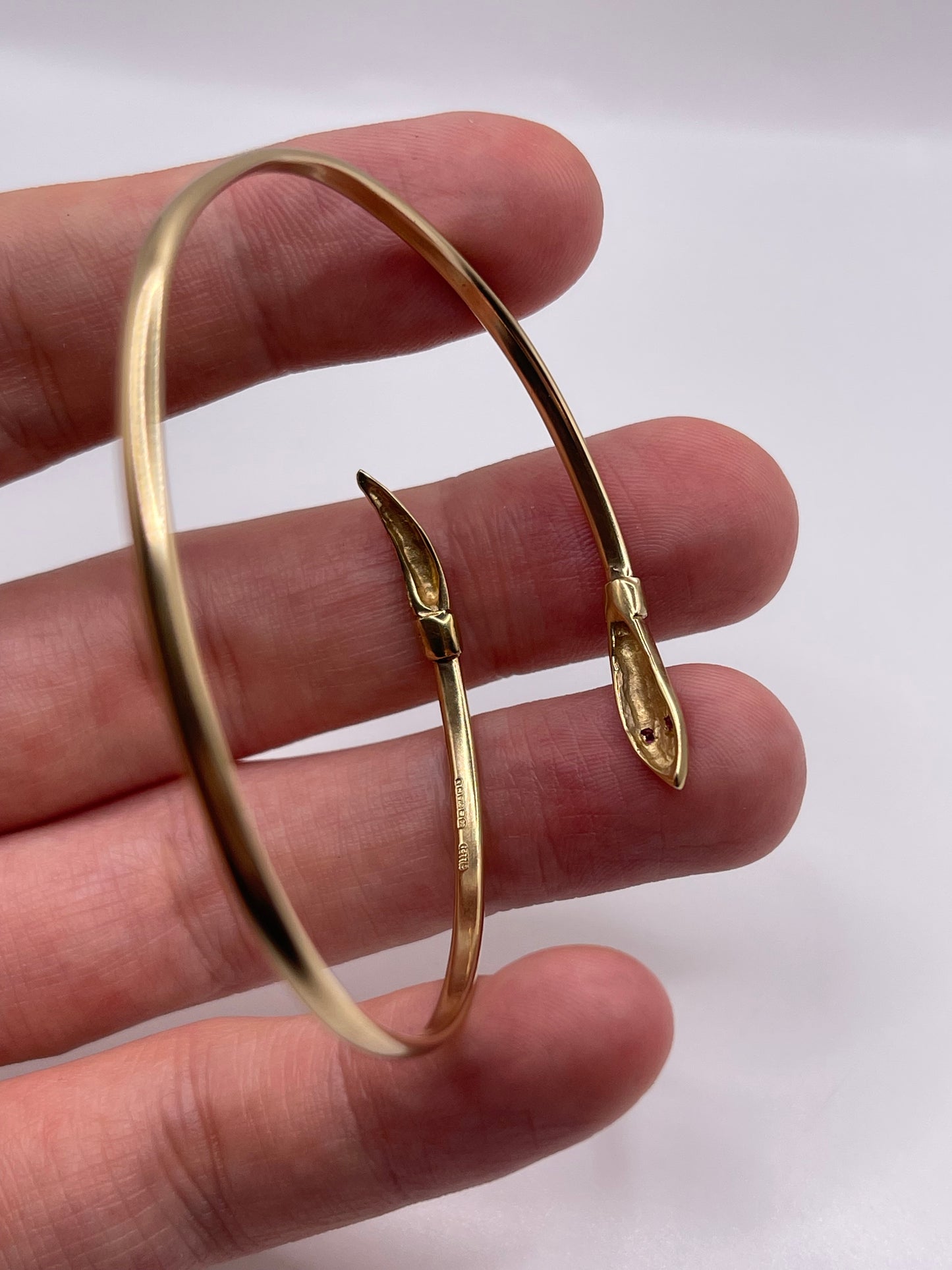 9ct gold ruby snake bangle