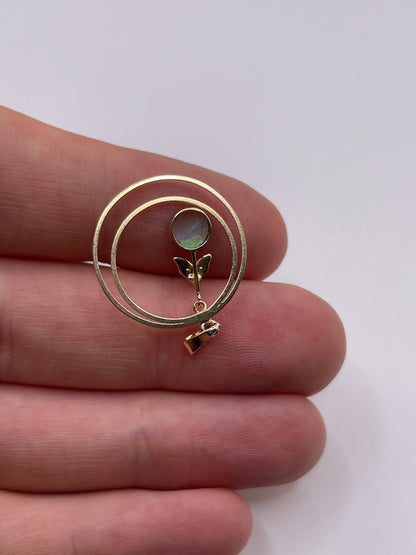 Antique 9ct gold opal and pearl pendant