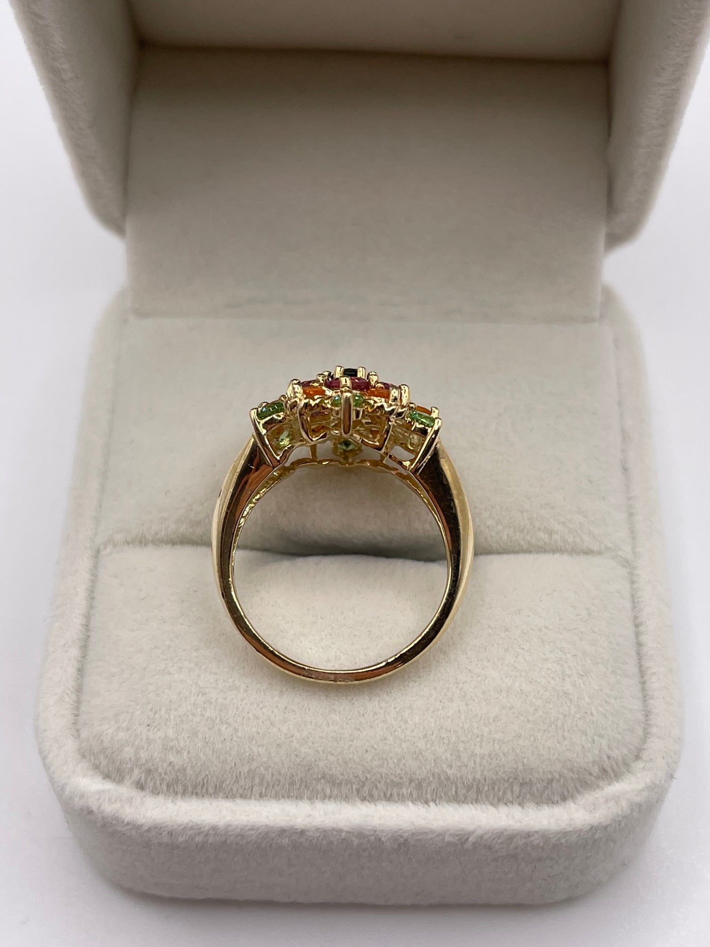 9ct gold multi gemstone cluster ring