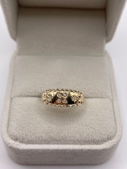 9ct gold diamond and pearl ring