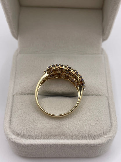 9ct gokd tanzanite and diamond cluster ring