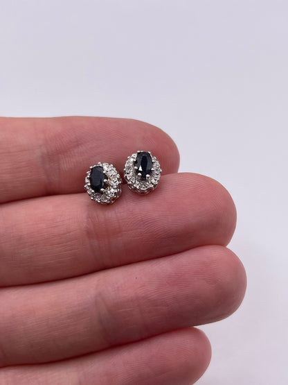 9ct gold sapphire and diamond earrings