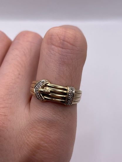 9ct gold diamond buckle ring
