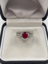 Load image into Gallery viewer, 9ct white gold ruby and zircon ring
