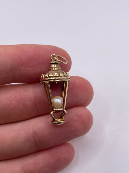 9ct gold pearl lantern charm