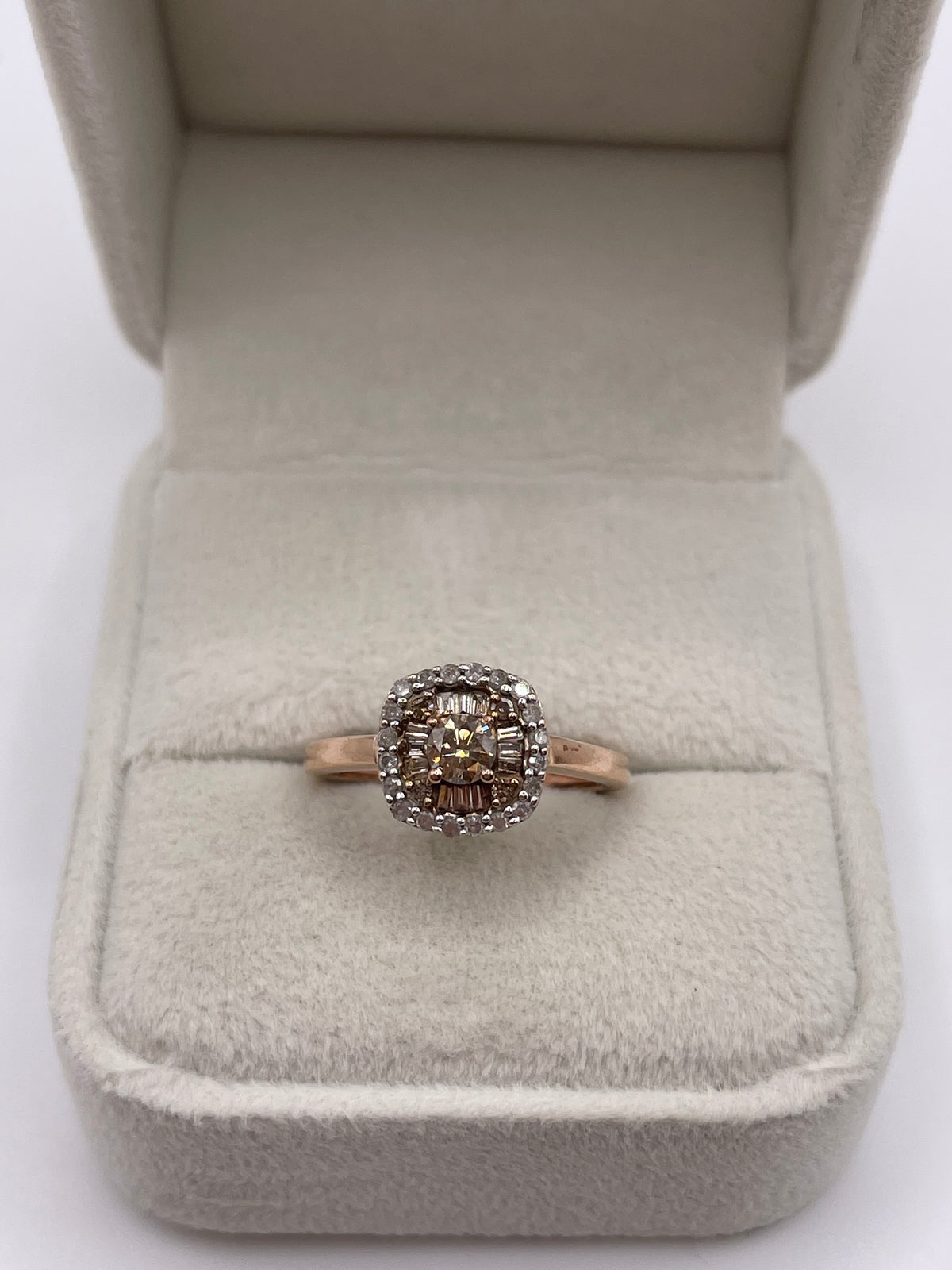 9ct rose gold diamond cluster ring