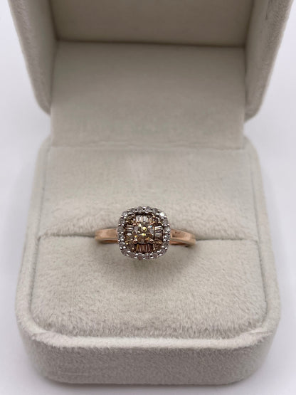 9ct rose gold diamond cluster ring