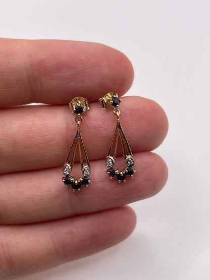 9ct gold sapphire and diamond earrings