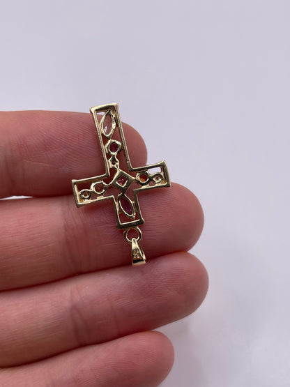 9ct gold multi gemstone cross pendant