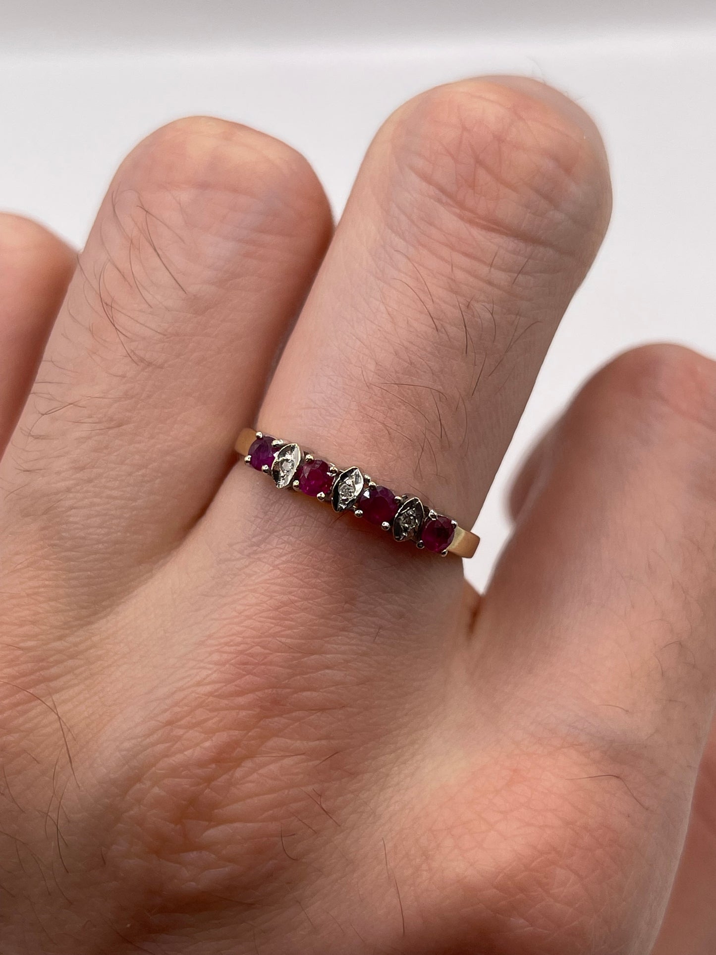 9ct gold ruby and diamond ring