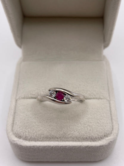 9ct white gold ruby and diamond ring