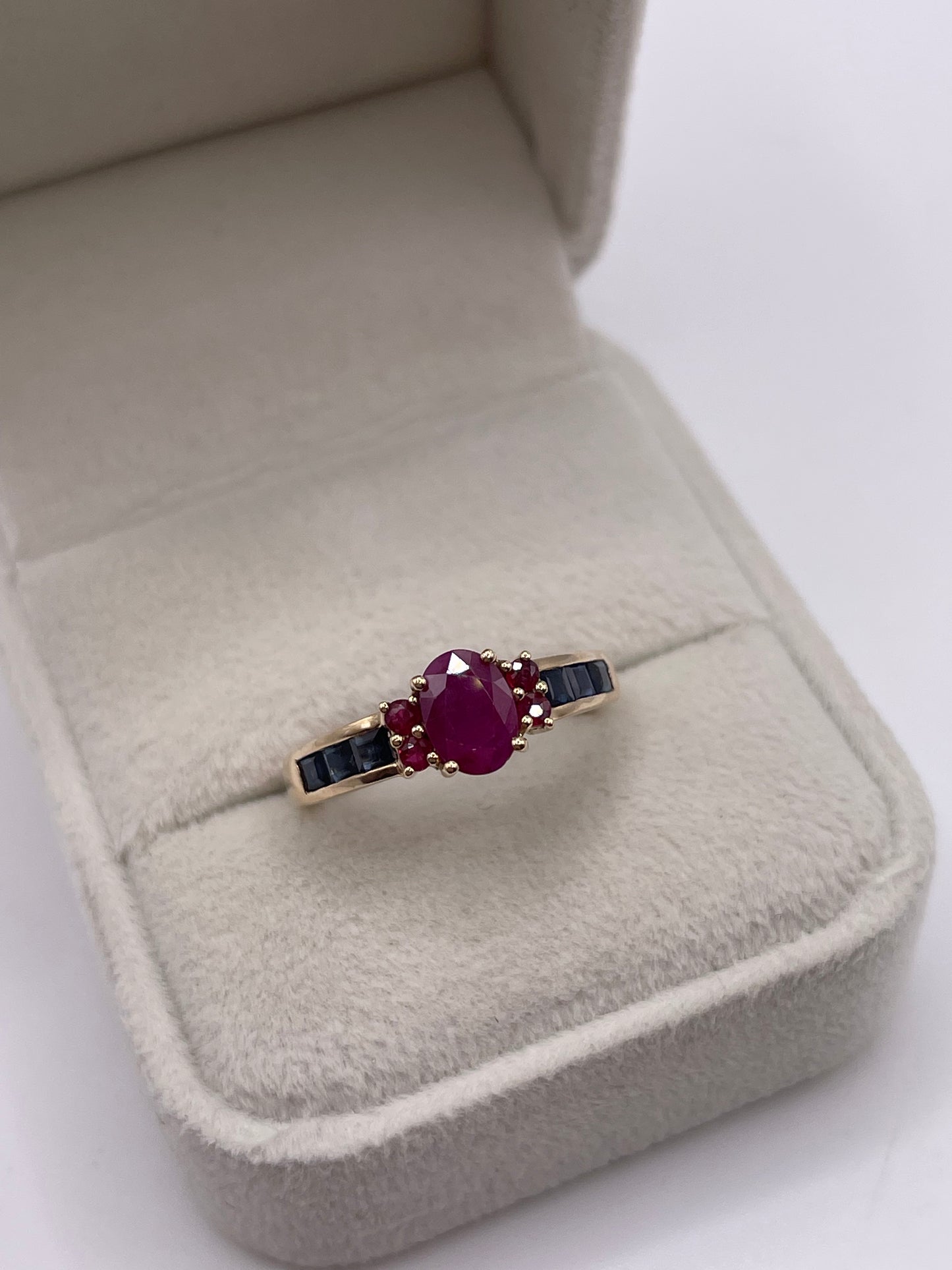 9ct gold ruby and sapphire ring