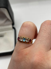 Load image into Gallery viewer, 9ct gold blue / white zircon and tourmaline ring
