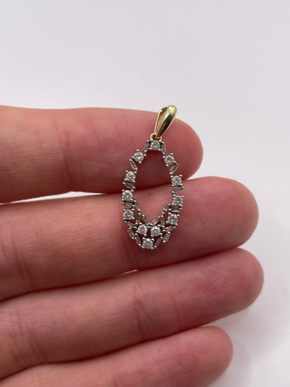 9ct gold diamond cluster pendant