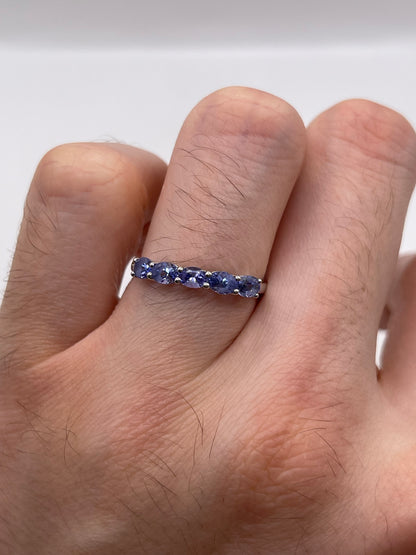 14ct white gold tanzanite and diamond ring