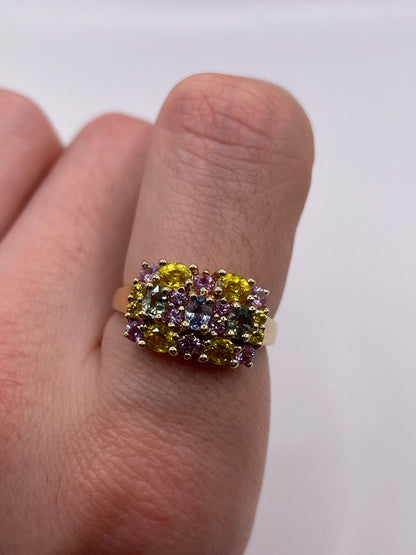 9ct gold multi coloured sapphire ring