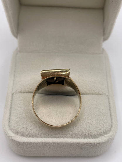 9ct gold onyx initial ring