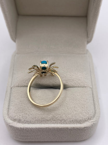 9ct gold turquoise and diamond spider ring