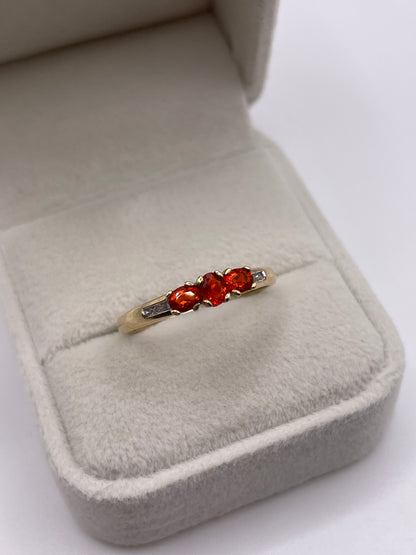 9ct gold fire opal and diamond ring