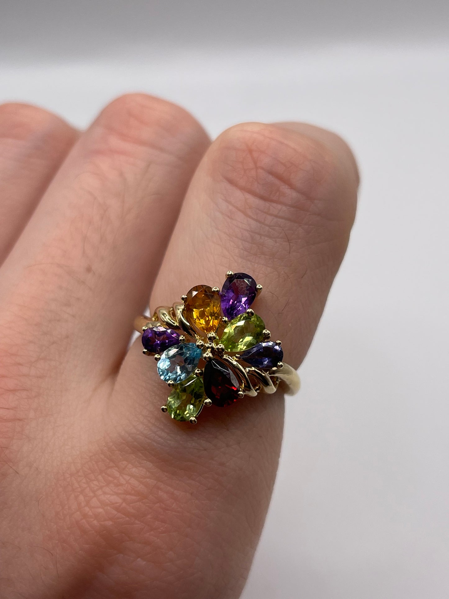 9ct gold multi gemstone ring