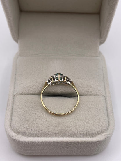 9ct gold emerald and diamond ring