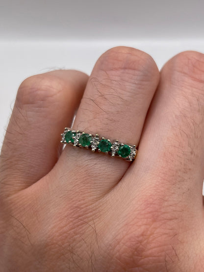 9ct gold emerald and diamond ring