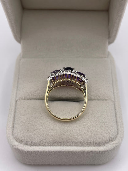 9ct gold amethyst and diamond ring