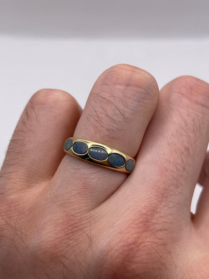 9ct gold black opal doublet ring