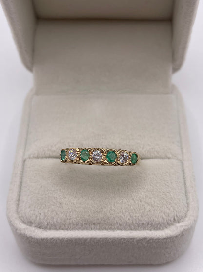 9ct gold emerald and cz ring