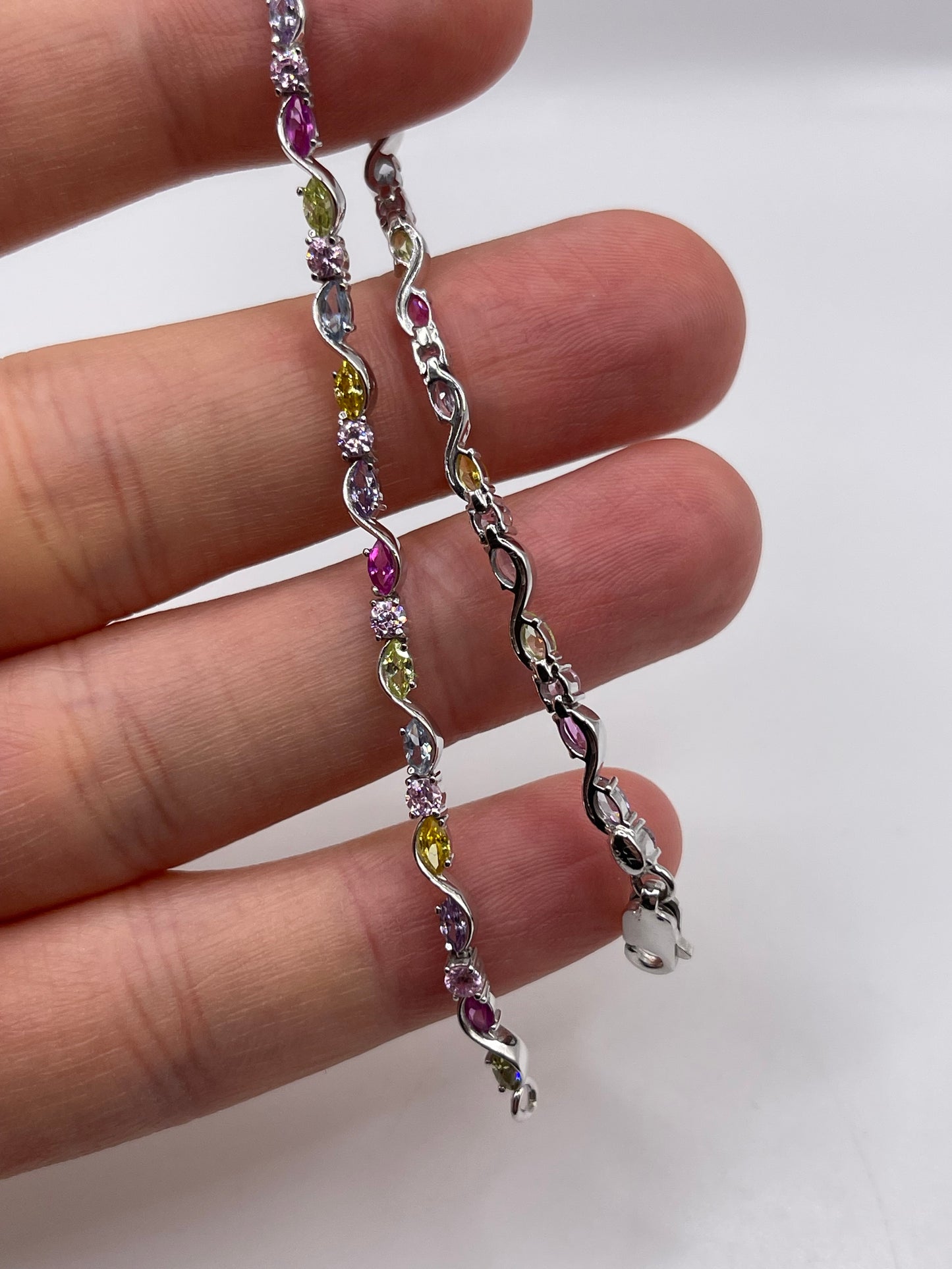 9ct white gold multi stone bracelet